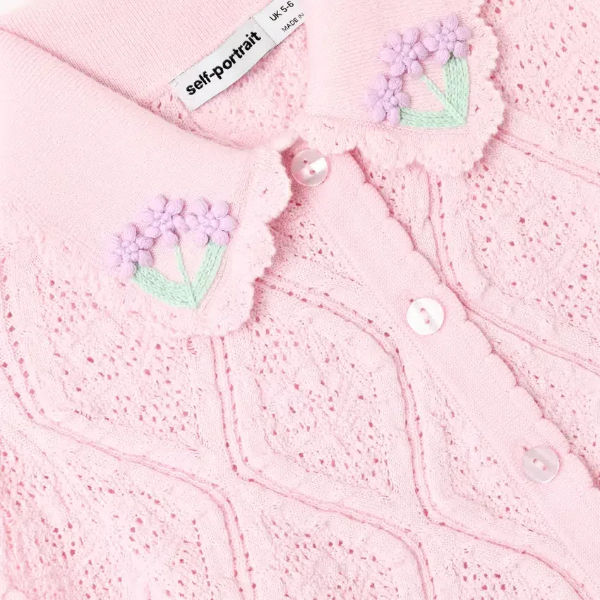 Pink Flower Embroidered Knit Top Pink Flower Embroidered Knit Top