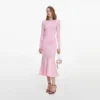 Pink Flower Knit Midi Dress Pink Flower Knit Midi Dress