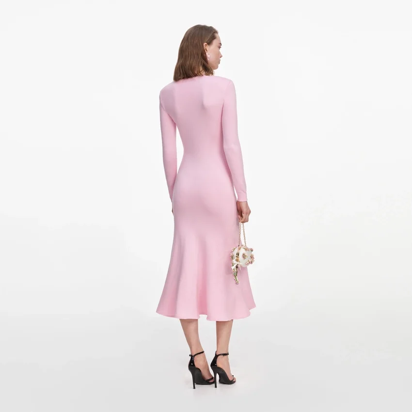 Pink Flower Knit Midi Dress Pink Flower Knit Midi Dress