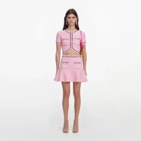 Pink Flower Knit Mini Skirt Pink Flower Knit Mini Skirt