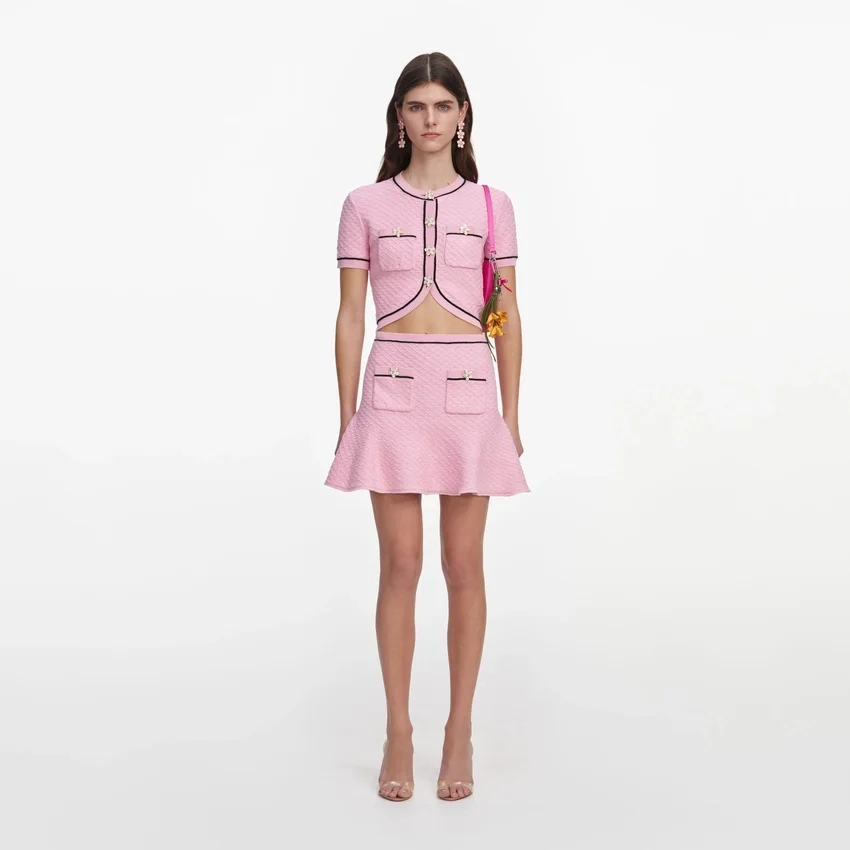 Pink Flower Knit Mini Skirt Pink Flower Knit Mini Skirt