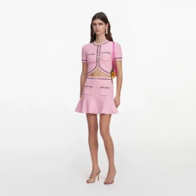 Pink Flower Knit Mini Skirt Pink Flower Knit Mini Skirt