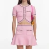 Pink Flower Knit Mini Skirt Pink Flower Knit Mini Skirt
