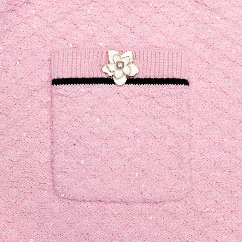 Pink Flower Knit Mini Skirt Pink Flower Knit Mini Skirt