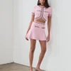 Pink Flower Knit Mini Skirt Pink Flower Knit Mini Skirt