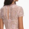Pink Flower Sequin Embellished Midi Dress Pink Flower Sequin Embellished Midi Dress