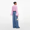 Pink Georgette Feather Cuff Blouse Pink Georgette Feather Cuff Blouse