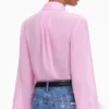 Pink Georgette Feather Cuff Blouse Pink Georgette Feather Cuff Blouse