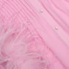 Pink Georgette Feather Cuff Maxi Dress Pink Georgette Feather Cuff Maxi Dress