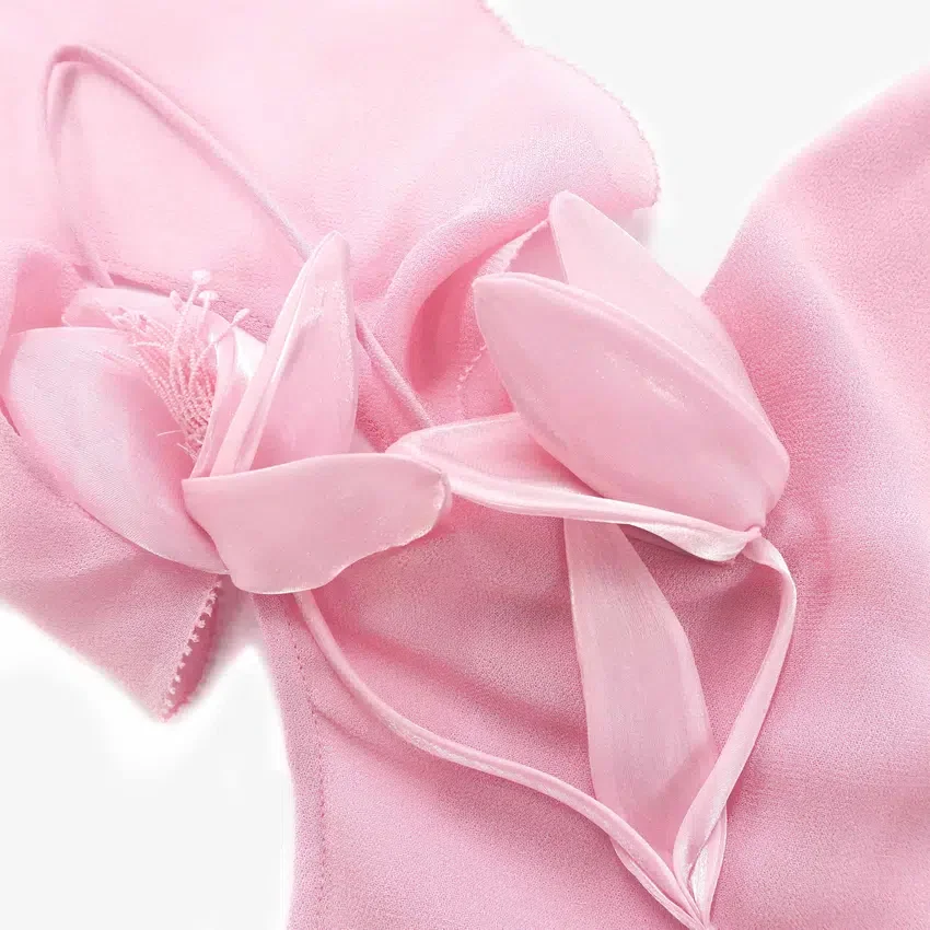 Pink Georgette Flower Maxi Dress Pink Georgette Flower Maxi Dress