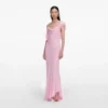 Pink Georgette Frill Maxi Dress Pink Georgette Frill Maxi Dress