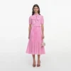 Pink Georgette Tie Neck Midi Dress Pink Georgette Tie Neck Midi Dress