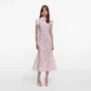 Pink Guipure Lace Midi Dress Pink Guipure Lace Midi Dress