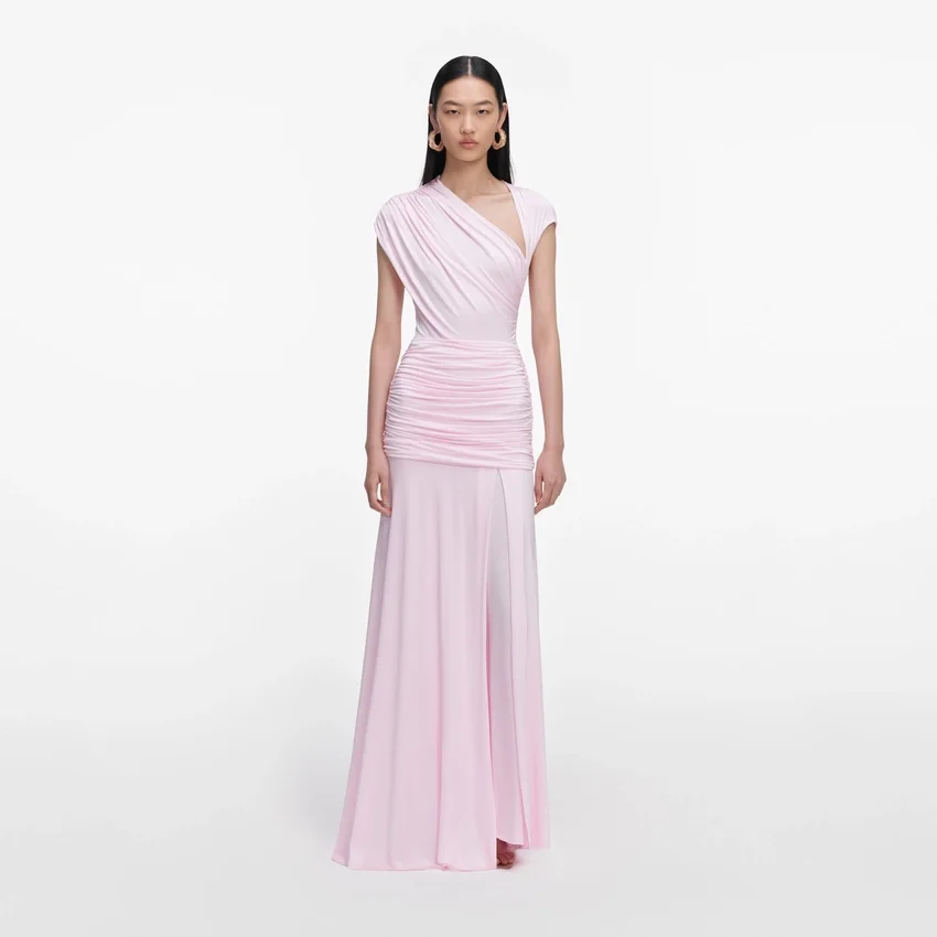 Pink Jersey Draped Maxi Dress Pink Jersey Draped Maxi Dress