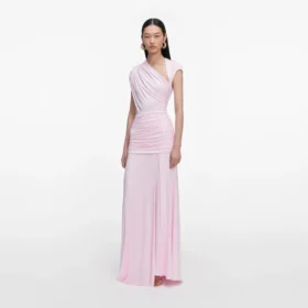 Pink Jersey Draped Maxi Dress
