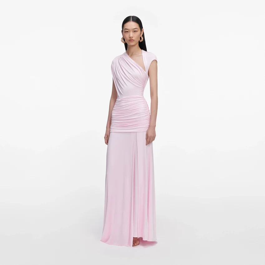 Pink Jersey Draped Maxi Dress Pink Jersey Draped Maxi Dress