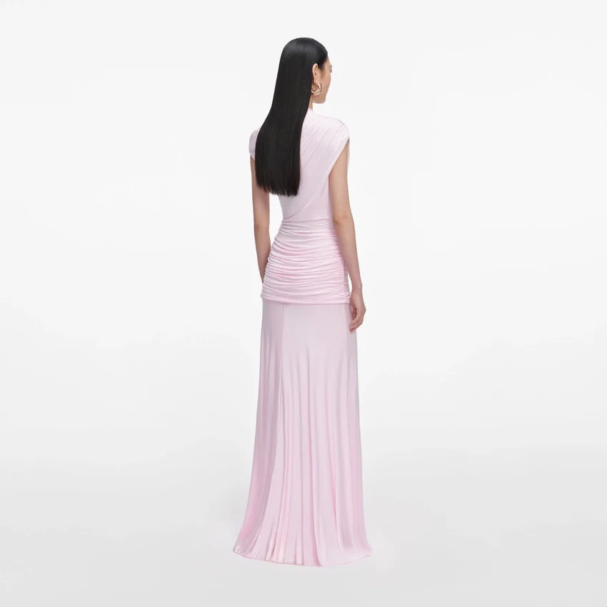 Pink Jersey Draped Maxi Dress Pink Jersey Draped Maxi Dress