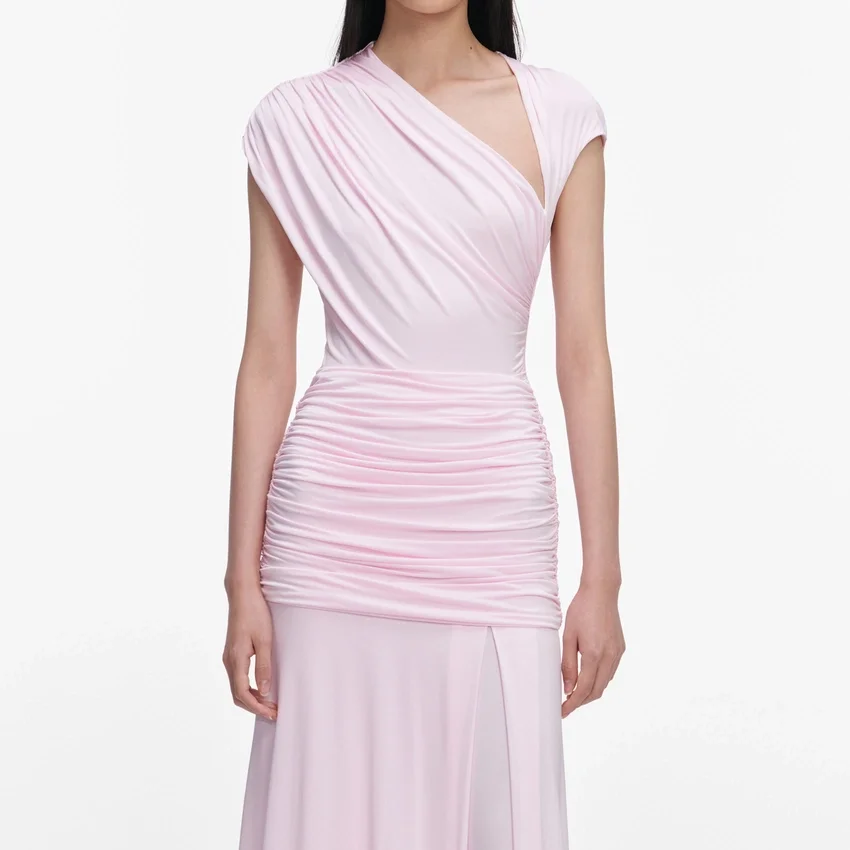 Pink Jersey Draped Maxi Dress Pink Jersey Draped Maxi Dress