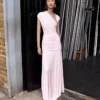 Pink Jersey Draped Maxi Dress Pink Jersey Draped Maxi Dress