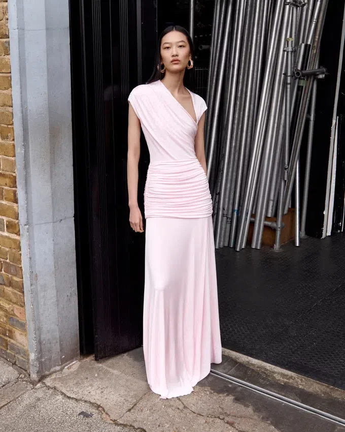 Pink Jersey Draped Maxi Dress Pink Jersey Draped Maxi Dress