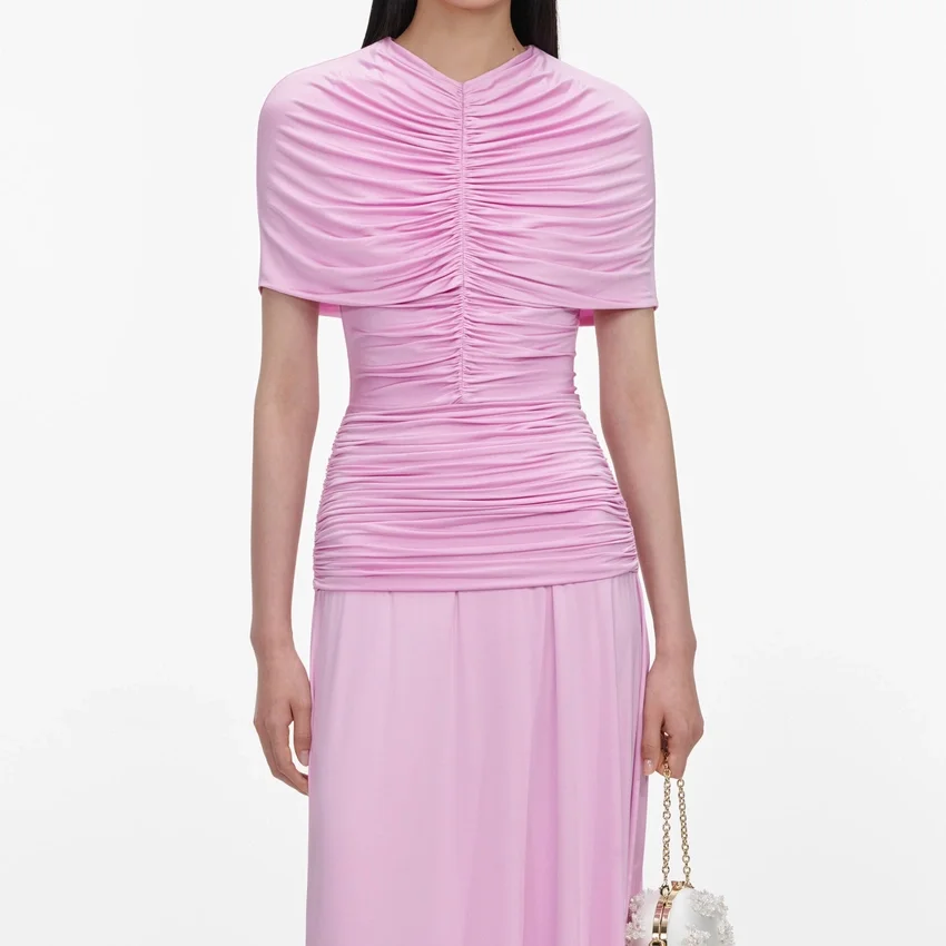 Pink Jersey Gathered Maxi Dress Pink Jersey Gathered Maxi Dress