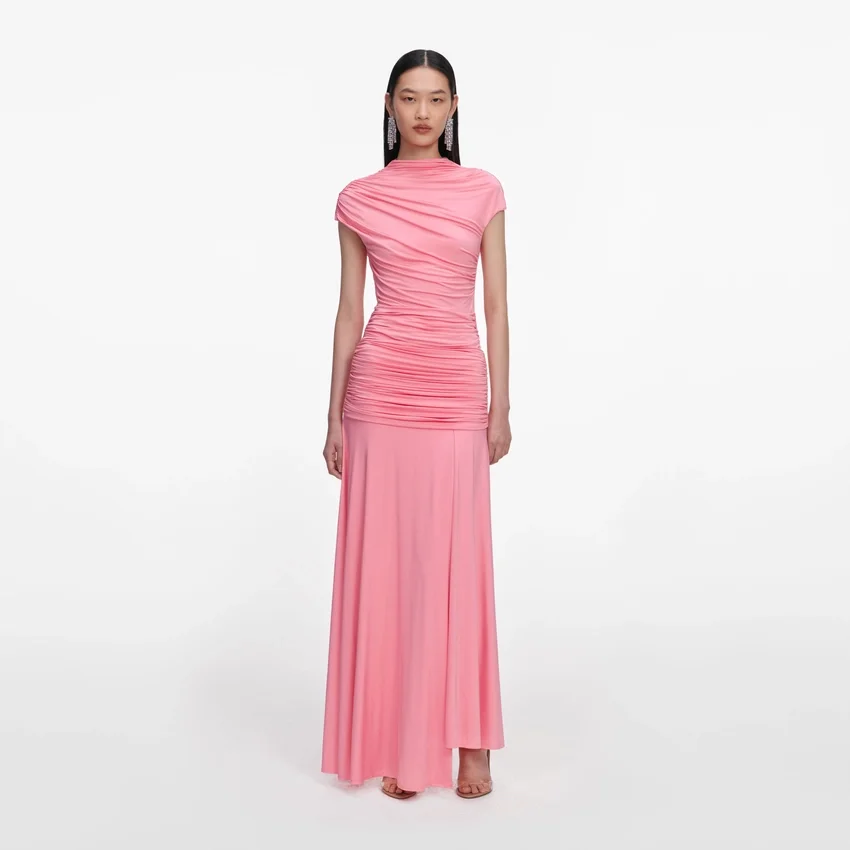 Pink Jersey Gathered Maxi Skirt Pink Jersey Gathered Maxi Skirt