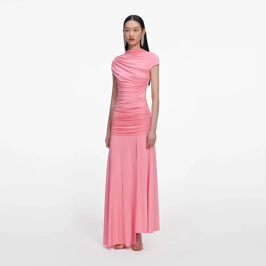 Pink Jersey Gathered Maxi Skirt Pink Jersey Gathered Maxi Skirt