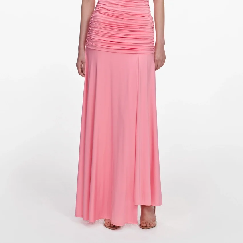 Pink Jersey Gathered Maxi Skirt Pink Jersey Gathered Maxi Skirt