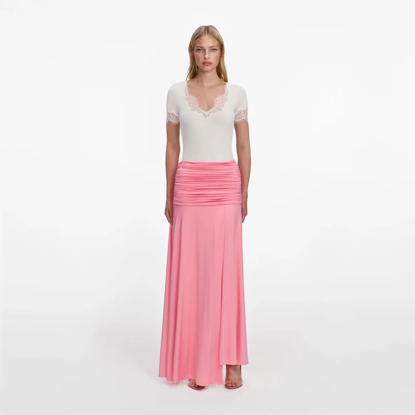 Pink Jersey Gathered Maxi Skirt Pink Jersey Gathered Maxi Skirt