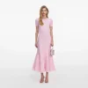 Pink Knit Lace Insert Midi Dress Pink Knit Lace Insert Midi Dress
