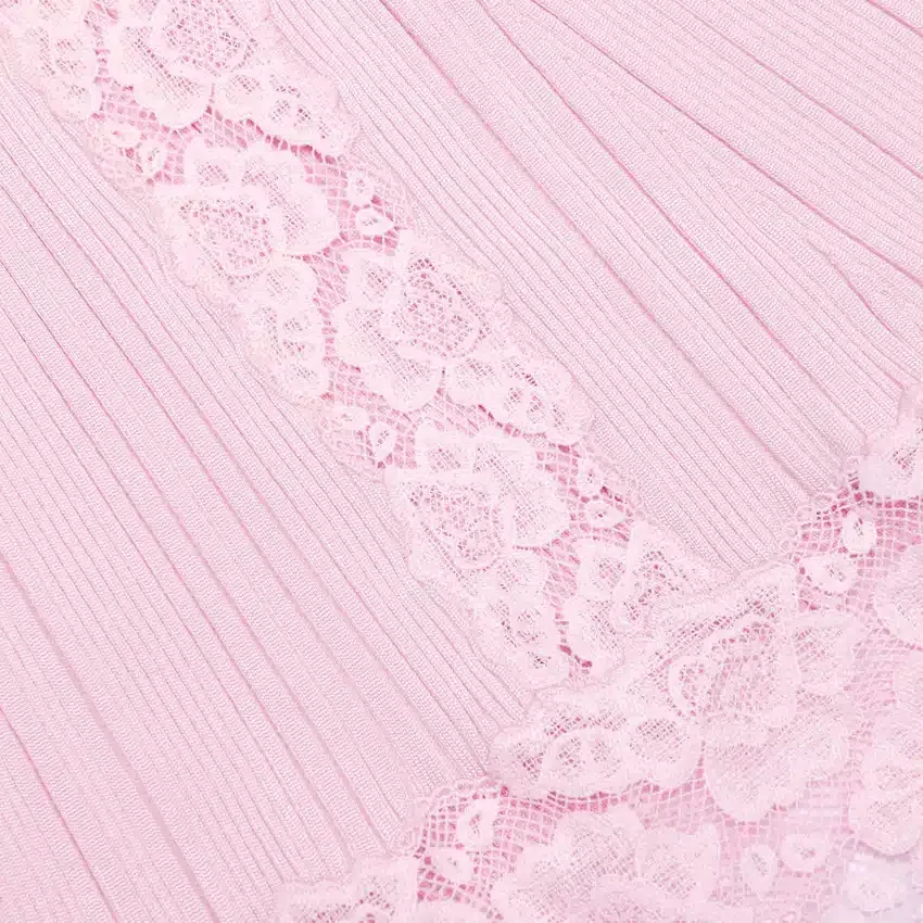 Pink Knit Lace Insert Midi Dress Pink Knit Lace Insert Midi Dress