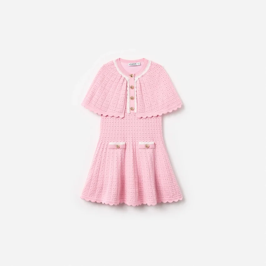 Pink Knitted Cape Dress Pink Knitted Cape Dress