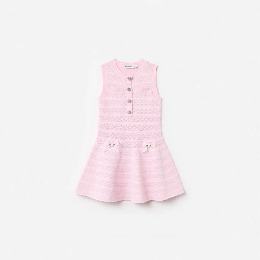 Pink Lace Bow Knit Dress Pink Lace Bow Knit Dress