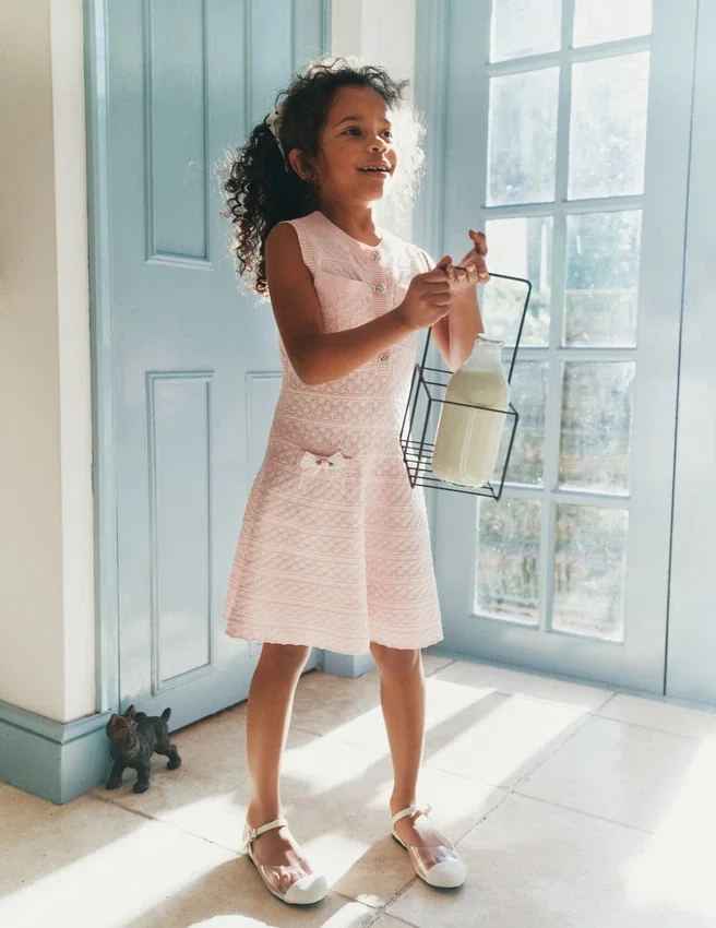 Pink Lace Bow Knit Dress Pink Lace Bow Knit Dress