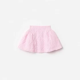 Pink Lace Bow Knit Skirt