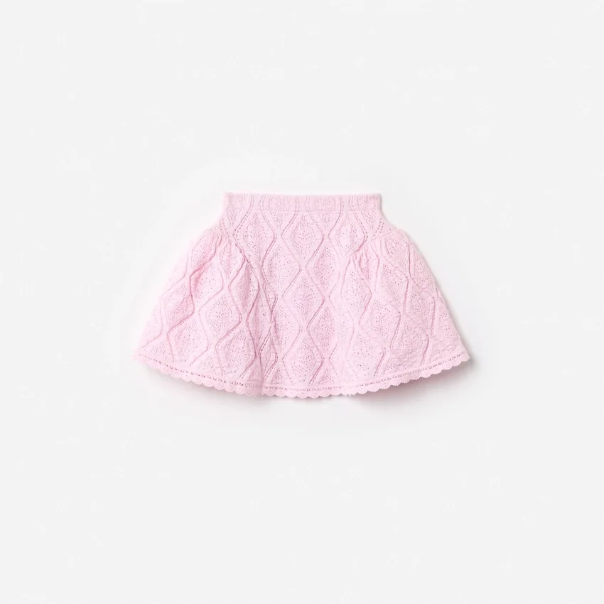 Pink Lace Bow Knit Skirt Pink Lace Bow Knit Skirt