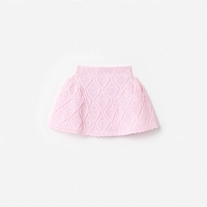 Pink Lace Bow Knit Skirt Pink Lace Bow Knit Skirt