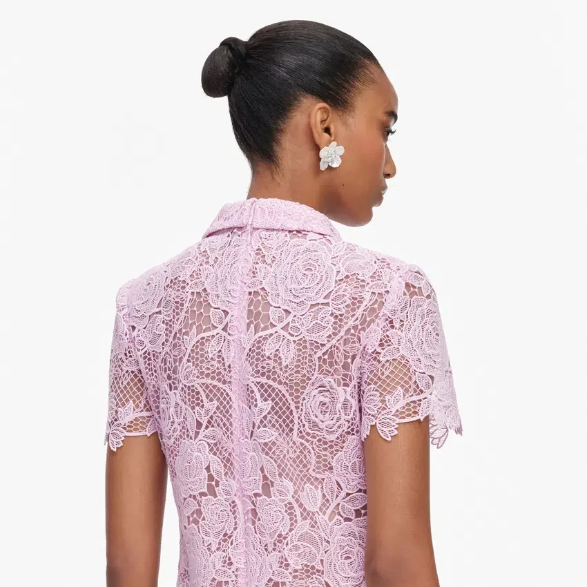 Pink Lace Button Down Mini Dress Pink Lace Button Down Mini Dress