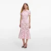 Pink Lace Collared Midi Dress Pink Lace Collared Midi Dress