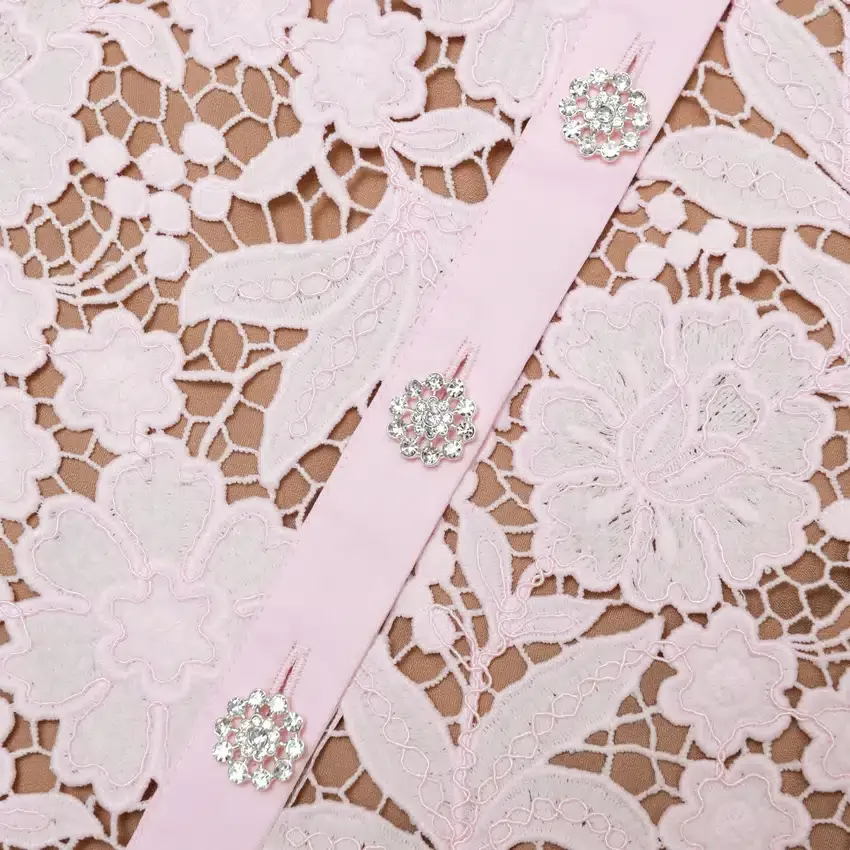 Pink Lace Collared Midi Dress Pink Lace Collared Midi Dress