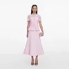 Pink Lace Crepe Midi Dress Pink Lace Crepe Midi Dress