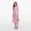 Pink Lace Crystal Embellished Midi Dress Pink Lace Crystal Embellished Midi Dress