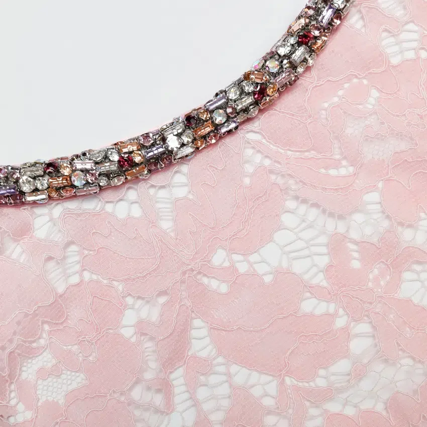 Pink Lace Crystal Mini Dress Pink Lace Crystal Mini Dress
