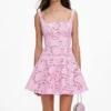 Pink Lace Flared Mini Dress Pink Lace Flared Mini Dress