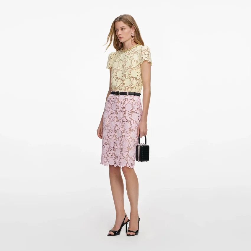 Pink Lace Midi Skirt Pink Lace Midi Skirt