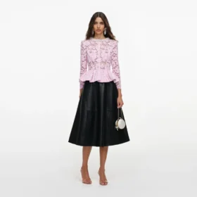 Pink Lace Peplum Top