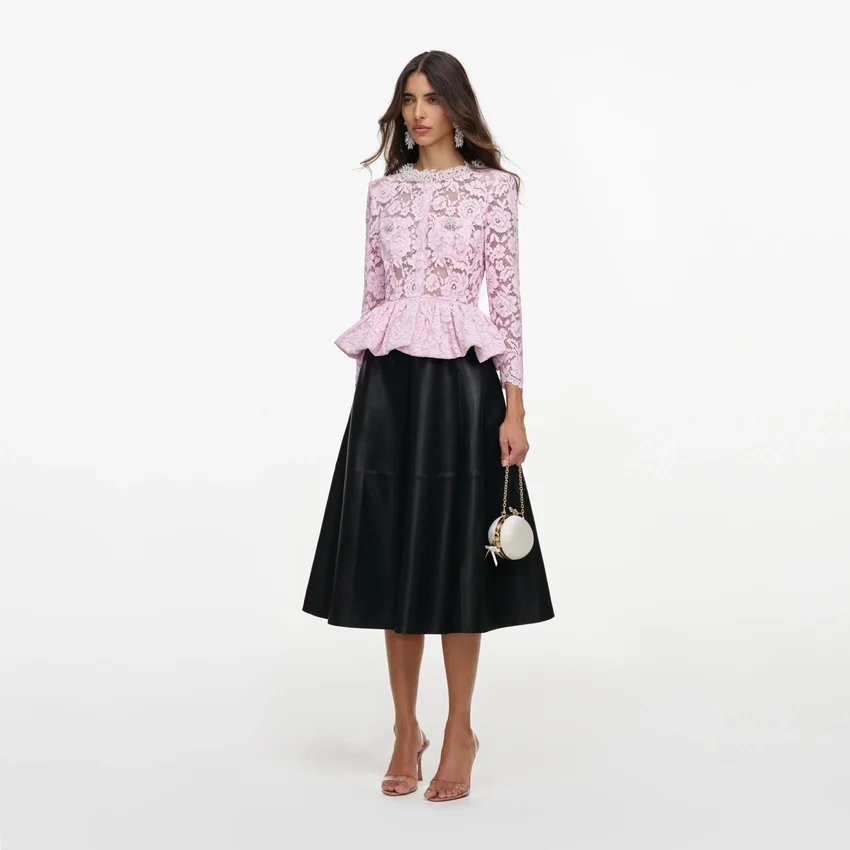 Pink Lace Peplum Top Pink Lace Peplum Top