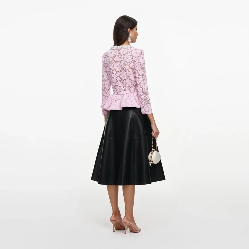 Pink Lace Peplum Top Pink Lace Peplum Top