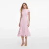 Pink Lace Scoop Back Midi Dress Pink Lace Scoop Back Midi Dress