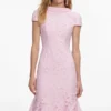 Pink Lace Scoop Back Midi Dress Pink Lace Scoop Back Midi Dress